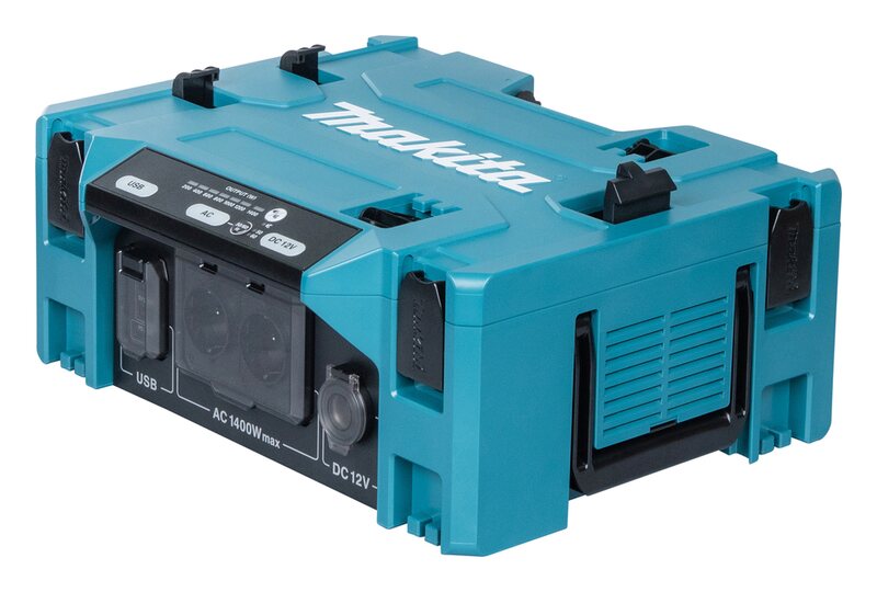 Makita Stromumwandler MAKPAC 1.400 W, 2x230 V, 1x12 V, je 2x A-C USB Anschlüsse BAC01