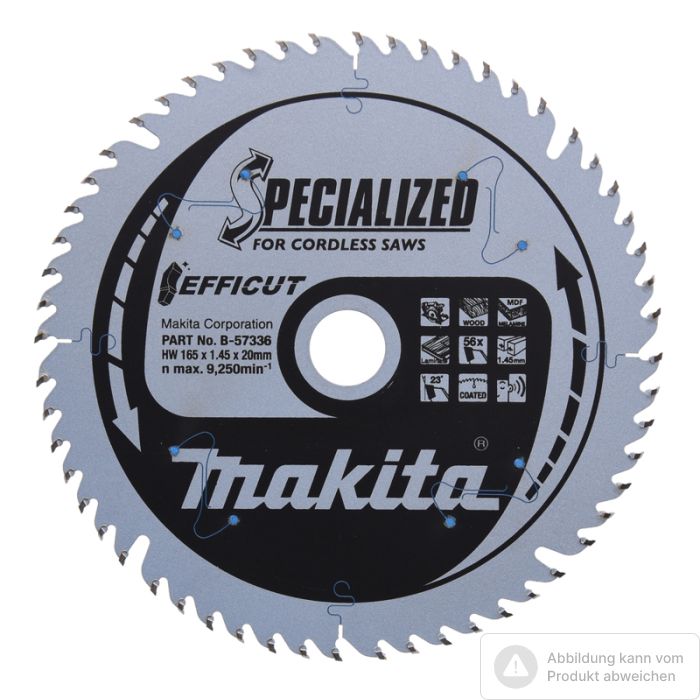 Bild von Makita Sägeblatt EFFICUT ( 2,5 fach schneller ) 165x1,45x 20 mm, 56 Zähne Bild von Makita Sägeblatt EFFICUT ( 2,5 fach schneller ) 165x1,45x 20 mm, 56 Zähne