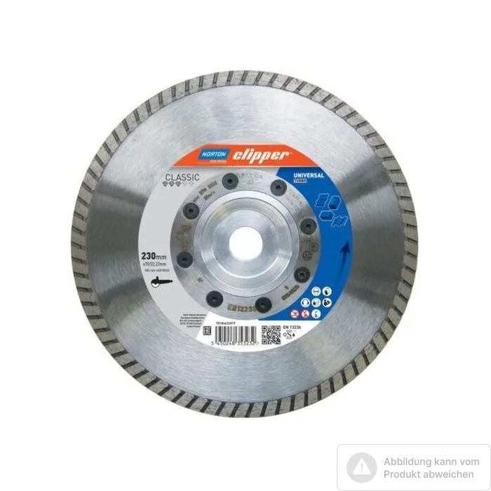 Foto von Norton Clipper Diamantscheibe Classic Universal Turbo - 180 Ø mm Foto von Norton Clipper Diamantscheibe Classic Universal Turbo - 180 Ø mm