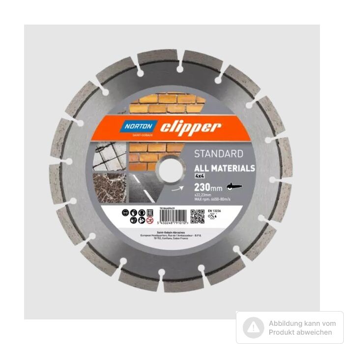 Foto von Norton Clipper Diamantscheibe Standard 4x4 Ø230 Foto von Norton Clipper Diamantscheibe Standard 4x4 Ø230
