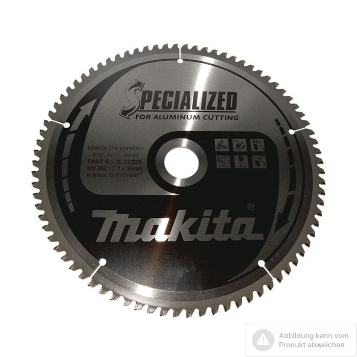 Foto von Makita SPECIALIZED Sägeblatt 260x30x80Z Foto von Makita SPECIALIZED Sägeblatt 260x30x80Z