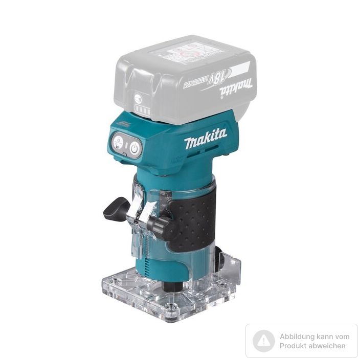 Bild von Makita Akku-Kantenfräse DRT52Z, 18 V, bürstenlos, 6 mm Spannzange, LED-Licht, SoftStart, XPT Techn. Bild von Makita Akku-Kantenfräse DRT52Z, 18 V, bürstenlos, 6 mm Spannzange, LED-Licht, SoftStart, XPT Techn.