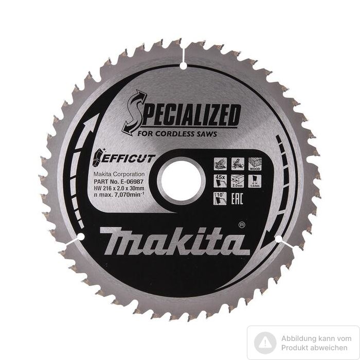 Bild von Makita Kreissägeblatt EFFICUT 216 x 30 mm, 45 Zähne Bild von Makita Kreissägeblatt EFFICUT 216 x 30 mm, 45 Zähne