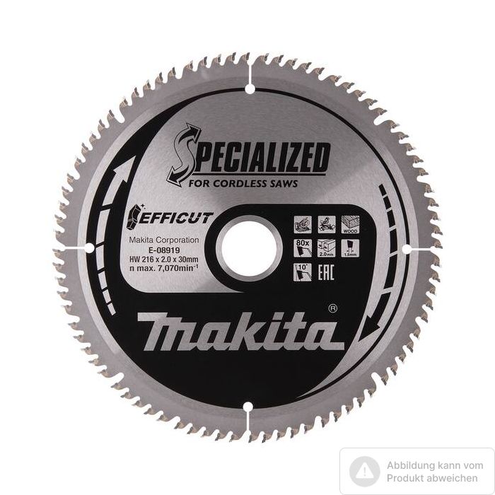 Foto von Makita Kreissägeblatt EFFICUT 216 x 30 mm, 80 Zähne Foto von Makita Kreissägeblatt EFFICUT 216 x 30 mm, 80 Zähne