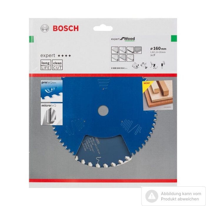 Bild von Bosch Kreissägeblatt Expert for Wood, H 160 x 20, Z36 Bild von Bosch Kreissägeblatt Expert for Wood, H 160 x 20, Z36