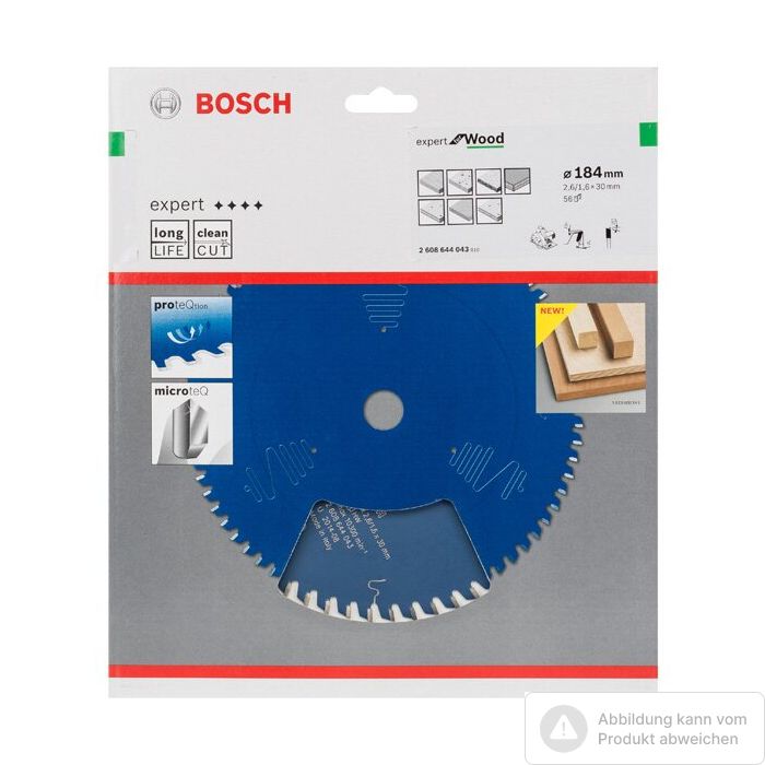 Foto von Bosch Kreissägeblatt Expert for Wood, H 184 x 30, Z56 Foto von Bosch Kreissägeblatt Expert for Wood, H 184 x 30, Z56