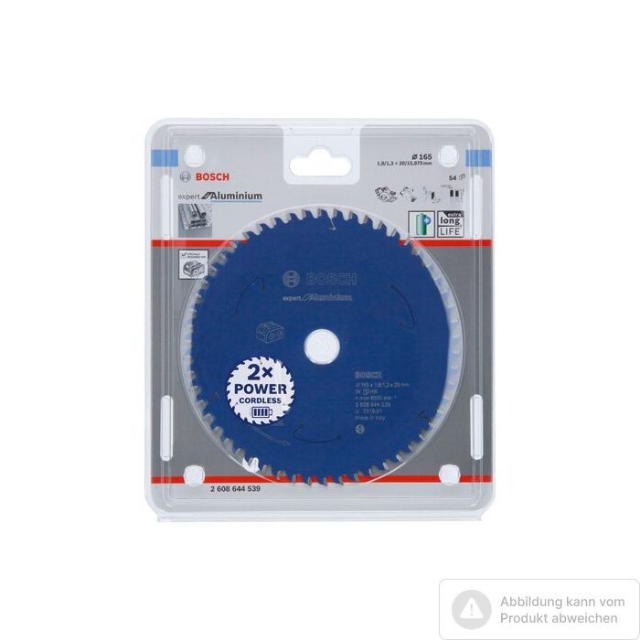 Bild von Bosch Kreissägeblatt für Akkusägen Expert for Aluminium, 165 x 1,8/1,3 x 20, 54 Zähne Bild von Bosch Kreissägeblatt für Akkusägen Expert for Aluminium, 165 x 1,8/1,3 x 20, 54 Zähne