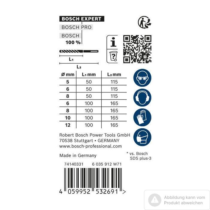 Bild von Bosch EXPERT SDS plus-7X Hammerbohrer-Set, D= 5/6/6/8/8/10/12 mm, 7-tlg. Bild von Bosch EXPERT SDS plus-7X Hammerbohrer-Set, D= 5/6/6/8/8/10/12 mm, 7-tlg.