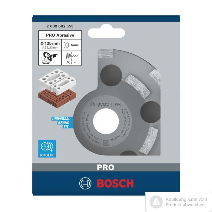 Foto von Bosch PRO Abrasive Topfscheibe, 50 x 125 mm, 22,23 mm Foto von Bosch PRO Abrasive Topfscheibe, 50 x 125 mm, 22,23 mm