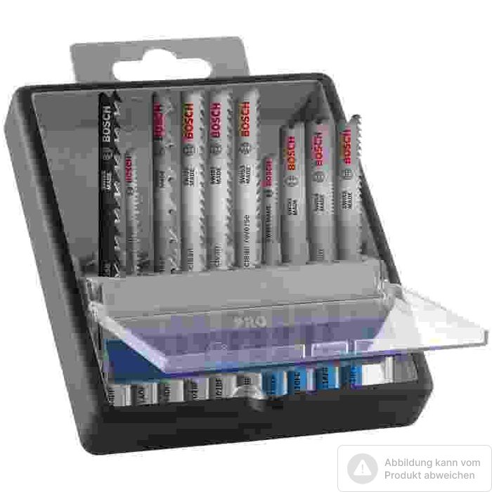 Foto von Bosch PRO Wood and Metal Stichsägeblatt Set, T 144 DP, T 121 BFC, 100 mm, 10-tlg. Foto von Bosch PRO Wood and Metal Stichsägeblatt Set, T 144 DP, T 121 BFC, 100 mm, 10-tlg.