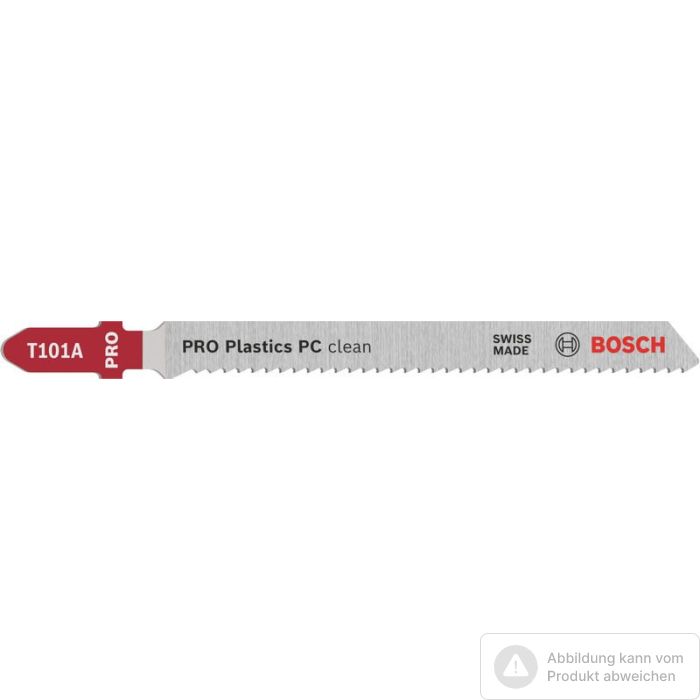 Foto von Bosch PRO Plastics PC clean T101A Stichsägeblatt, 100 mm, 5-tlg. Foto von Bosch PRO Plastics PC clean T101A Stichsägeblatt, 100 mm, 5-tlg.
