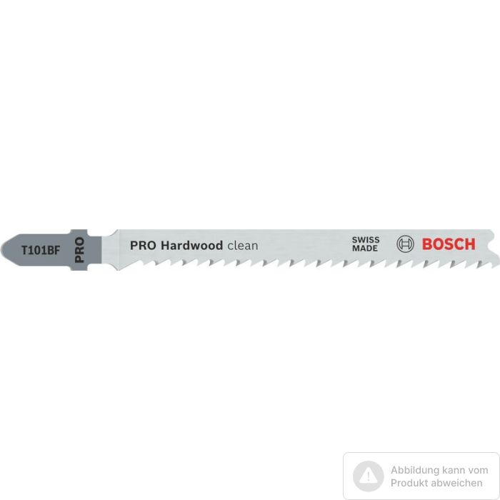 Foto von Bosch PRO Hardwood clean T101BF Stichsägeblatt, 100 mm, 5-tlg. Foto von Bosch PRO Hardwood clean T101BF Stichsägeblatt, 100 mm, 5-tlg.