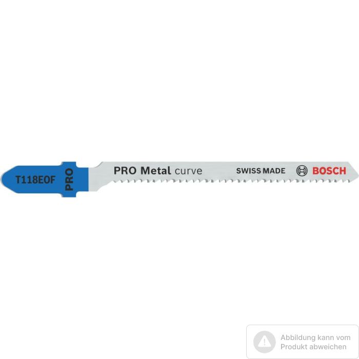 Bild von Bosch PRO Metal curve T118EOF Stichsägeblatt, 83 mm, 5-tlg. Bild von Bosch PRO Metal curve T118EOF Stichsägeblatt, 83 mm, 5-tlg.