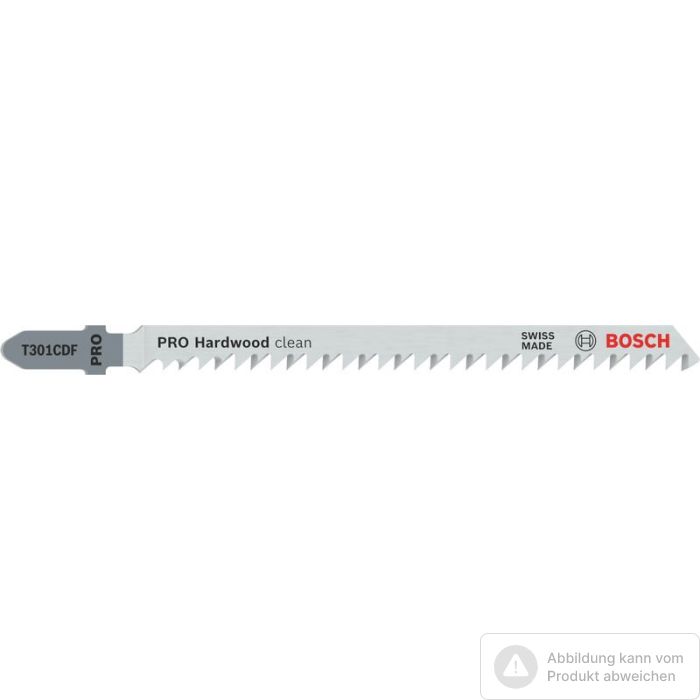Foto von Bosch PRO Hardwood clean T301CDF Stichsägeblatt, 117 mm, 5-tlg. Foto von Bosch PRO Hardwood clean T301CDF Stichsägeblatt, 117 mm, 5-tlg.