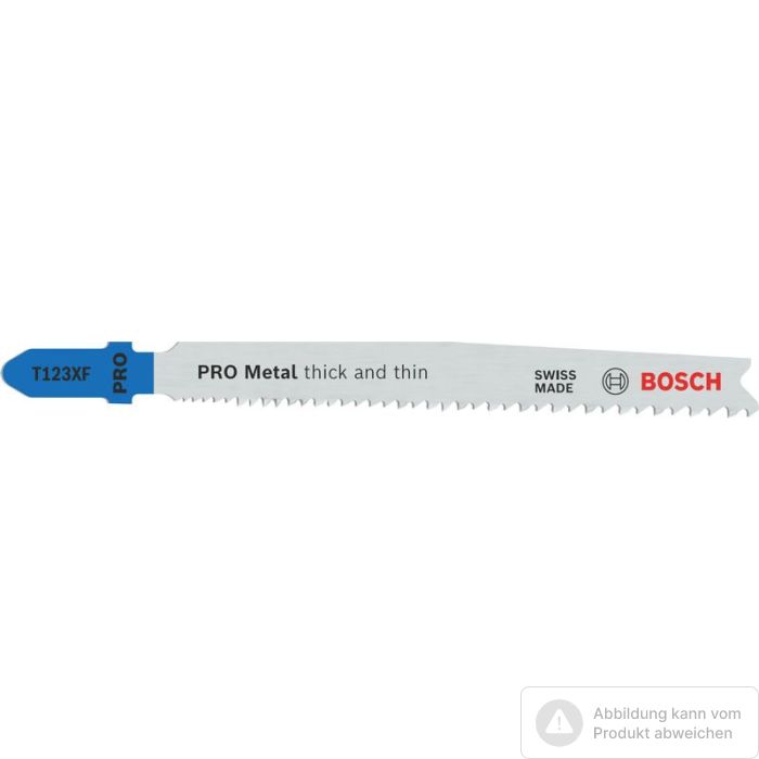 Foto von Bosch PRO Metal thick and thin T123XF Stichsägeblatt, 100 mm, 5-tlg. Foto von Bosch PRO Metal thick and thin T123XF Stichsägeblatt, 100 mm, 5-tlg.
