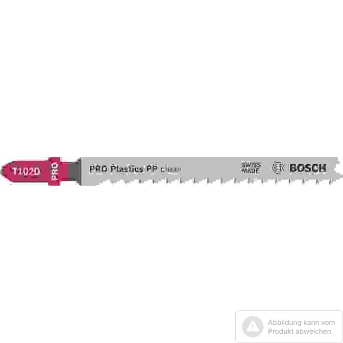 Bild von Bosch PRO Plastics PP clean T102D Stichsägeblatt, 100 mm, 5-tlg. Bild von Bosch PRO Plastics PP clean T102D Stichsägeblatt, 100 mm, 5-tlg.
