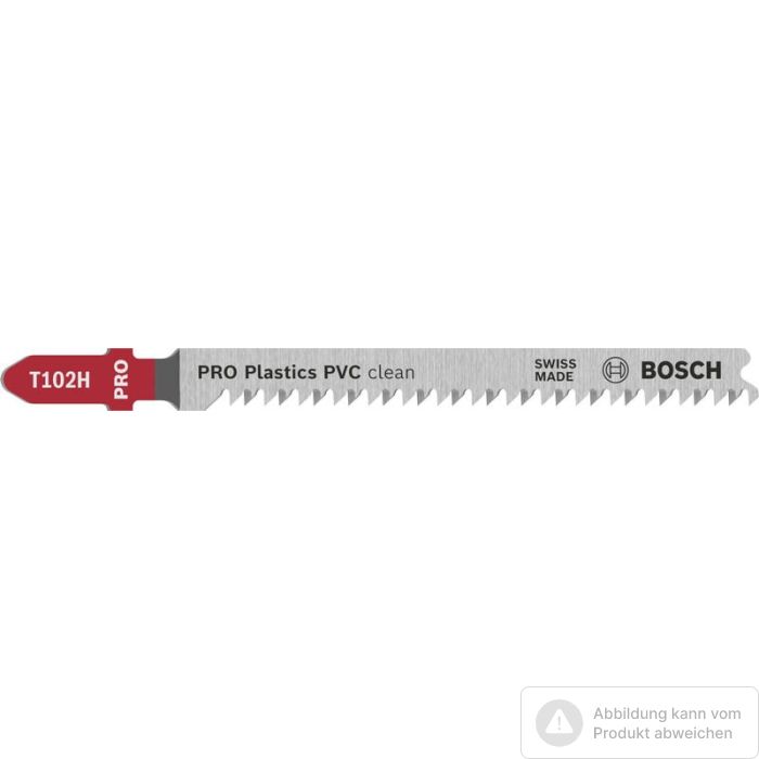 Bild von Bosch PRO Plastics PVC clean T102H Stichsägeblatt, 100 mm, 5-tlg. Bild von Bosch PRO Plastics PVC clean T102H Stichsägeblatt, 100 mm, 5-tlg.