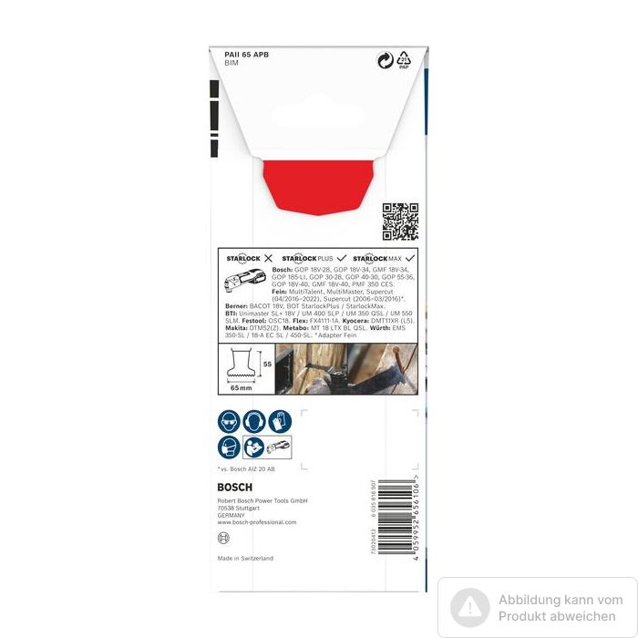 Bild von Bosch PRO PAII 65 APB Blatt für Multifunktionswerkzeuge, 65 x 55 mm Bild von Bosch PRO PAII 65 APB Blatt für Multifunktionswerkzeuge, 65 x 55 mm