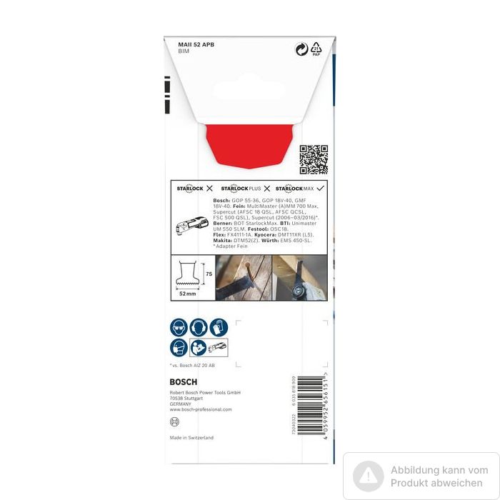 Foto von Bosch PRO MAII 52 APB Blatt für Multifunktionswerkzeuge, 52 x 75 mm Foto von Bosch PRO MAII 52 APB Blatt für Multifunktionswerkzeuge, 52 x 75 mm