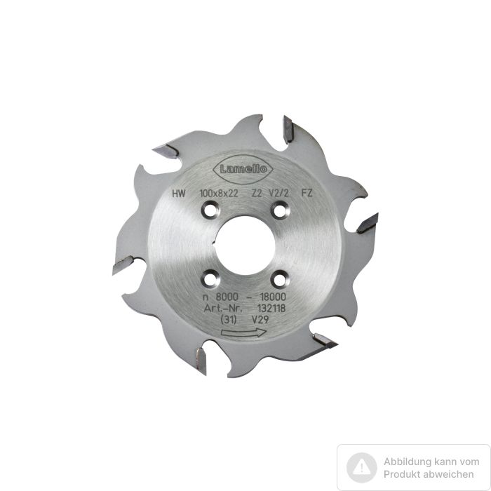 Foto von Lamello Nutfräser für Nutfräsmaschine, HW, Ø100x8xØ22 mm, Z2+V4, NL 4 Foto von Lamello Nutfräser für Nutfräsmaschine, HW, Ø100x8xØ22 mm, Z2+V4, NL 4