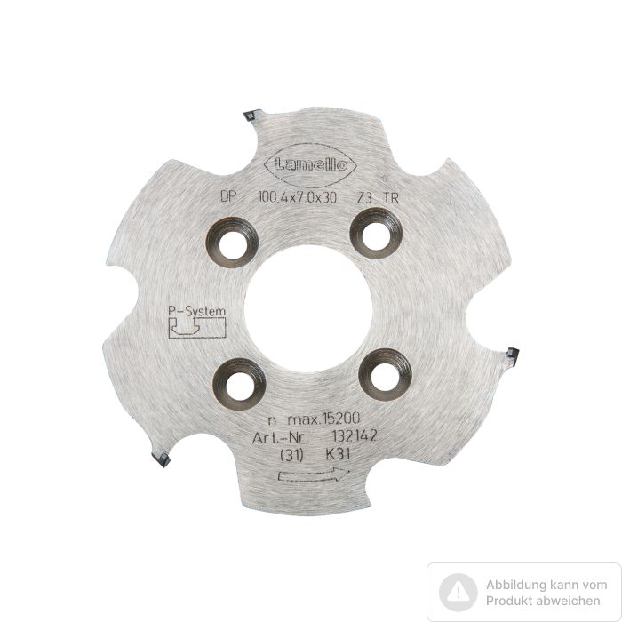 Bild von Lamello P-System Nutfräser CNC, DP, Ø100.4x7xØ30 mm, Z3, NL 4xØ6.6xØ48 mm Bild von Lamello P-System Nutfräser CNC, DP, Ø100.4x7xØ30 mm, Z3, NL 4xØ6.6xØ48 mm