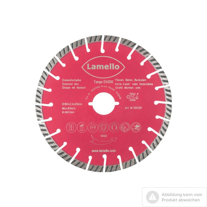 Bild von Lamello Tanga DX200 Trennscheibe, DP, Ø180x2.4xØ29 mm, mit Schnellspann-Aufnahme Bild von Lamello Tanga DX200 Trennscheibe, DP, Ø180x2.4xØ29 mm, mit Schnellspann-Aufnahme
