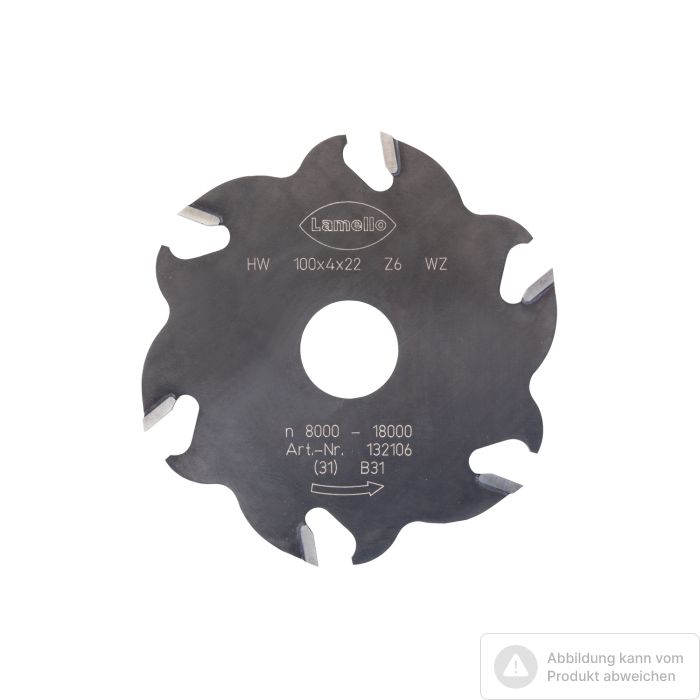 Foto von Lamello Nutfräser für Classic X, HW, Ø100x4xØ22 mm, Z6 Wechselzahn Foto von Lamello Nutfräser für Classic X, HW, Ø100x4xØ22 mm, Z6 Wechselzahn