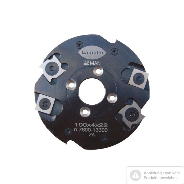 Bild von Lamello Wendeschneidenfräser für Nutfräsmaschine, HW, Ø100x4xØ22 mm, Z4+V4, WS, NL 4, ohne Nabe Bild von Lamello Wendeschneidenfräser für Nutfräsmaschine, HW, Ø100x4xØ22 mm, Z4+V4, WS, NL 4, ohne Nabe