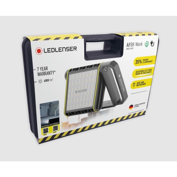 Foto von Ledlenser AF8R Work Arbeitsleuchte, 4.000 Lumen, IP67, dimmbar einstellbarer Farbtemperatur und Hybrid Power für Akku- und Kabelbetrieb
