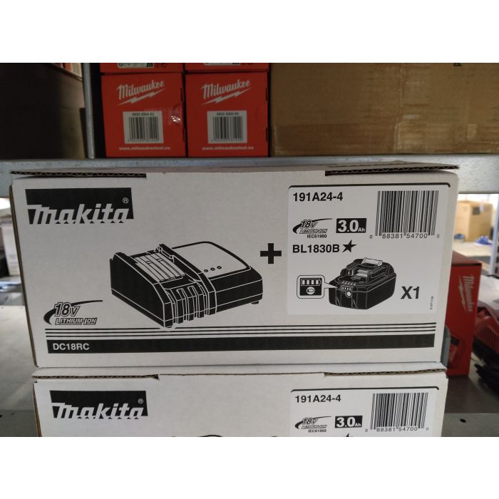 Foto von Makita Starterset 18V Inkl. Schnellladegerät DC18RC und Akku BL1830B 3,0 Ah Foto von Makita Starterset 18V Inkl. Schnellladegerät DC18RC und Akku BL1830B 3,0 Ah