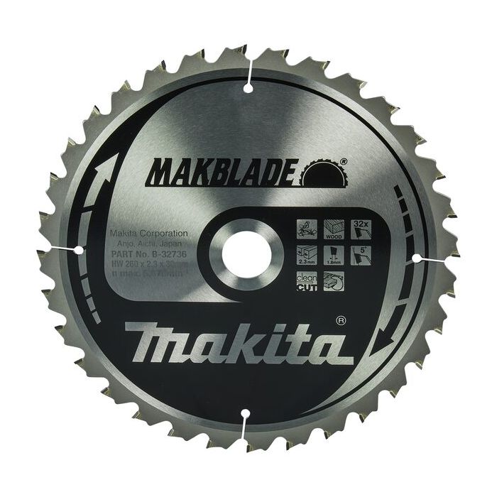 Foto von Makita Makblade Sägeblatt B-32736 260x30 mm, 32 Zähne