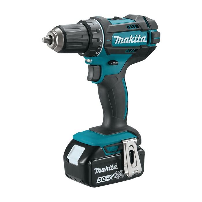 Foto von Makita Akku-Bohrschrauber DDF482RFJ 18 V / 2 x 3,0 Ah Akkus und Schnellladegerät