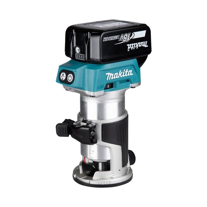 Foto von Makita 18V Akku-Multifunktionsfräse DRT50ZJX2, mit Oberfräs, Winkelfräs- und Kantenfräsmodul