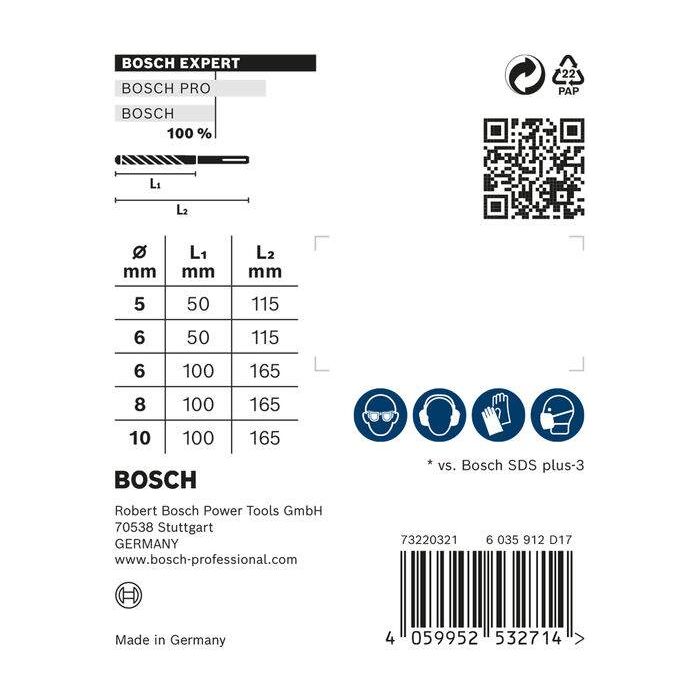 Bild von Bosch EXPERT SDS plus-7X Hammerbohrer-Set, D= 5 / 6 / 6 / 8 / 10 mm, 5-tlg.