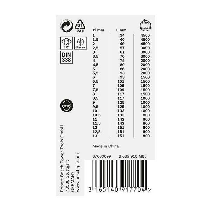 Foto von Bosch HSS-Spiralbohrer-Set PointTeQ, 25-tlg., ProBox, 1-13 mm