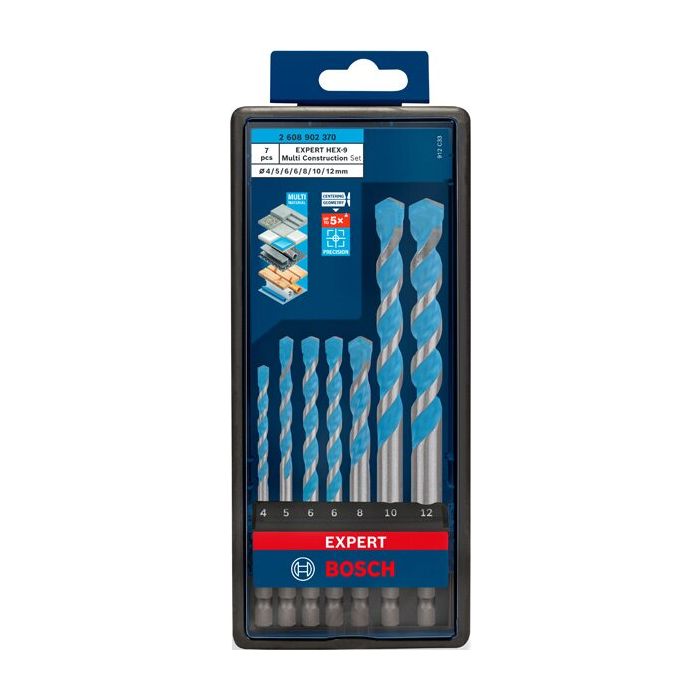 Foto von Bosch EXPERT HEX-9 Multi Construction Bohrer-Set, D= 4/5/6/6/8/10/12 mm, 7-tlg.