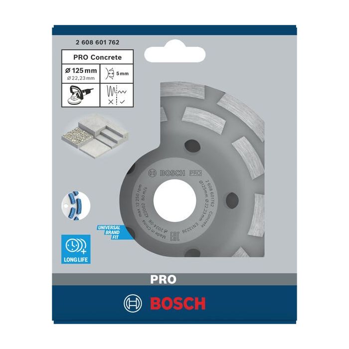 Foto von Bosch PRO Concrete Topfscheibe, 50 x 125 mm, 22,23 mm, 2-reihig