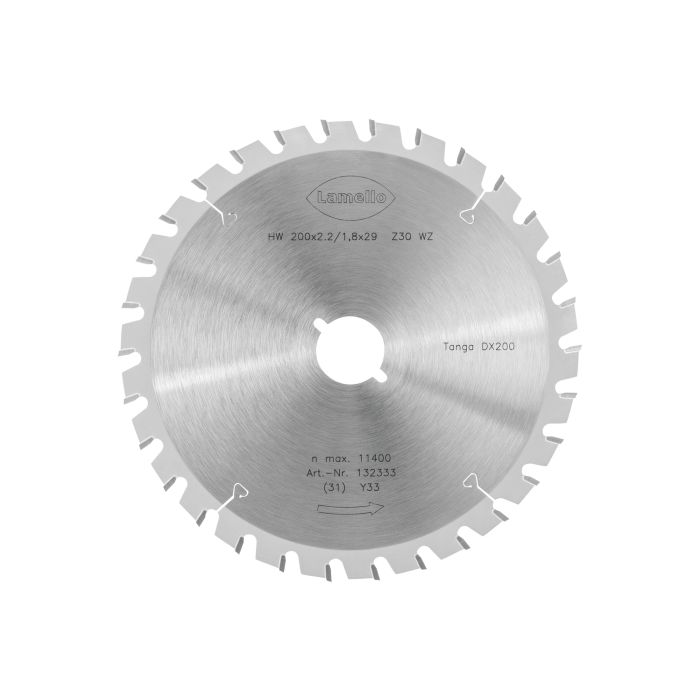 Bild von Lamello Tanga DX200 Sägeblatt, HW, Ø200x2.2xØ29 mm, Z30, mit Schnellspann-Aufnahme Bild von Lamello Tanga DX200 Sägeblatt, HW, Ø200x2.2xØ29 mm, Z30, mit Schnellspann-Aufnahme