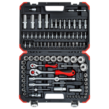 Gedore Steckschlüssel-Satz 1/4'' + 1/2'' 94 -tlg. R46003094 Chrom-Vanadium-Stahl, matt satiniert Kunststoffkoffer im GEDORE red Design