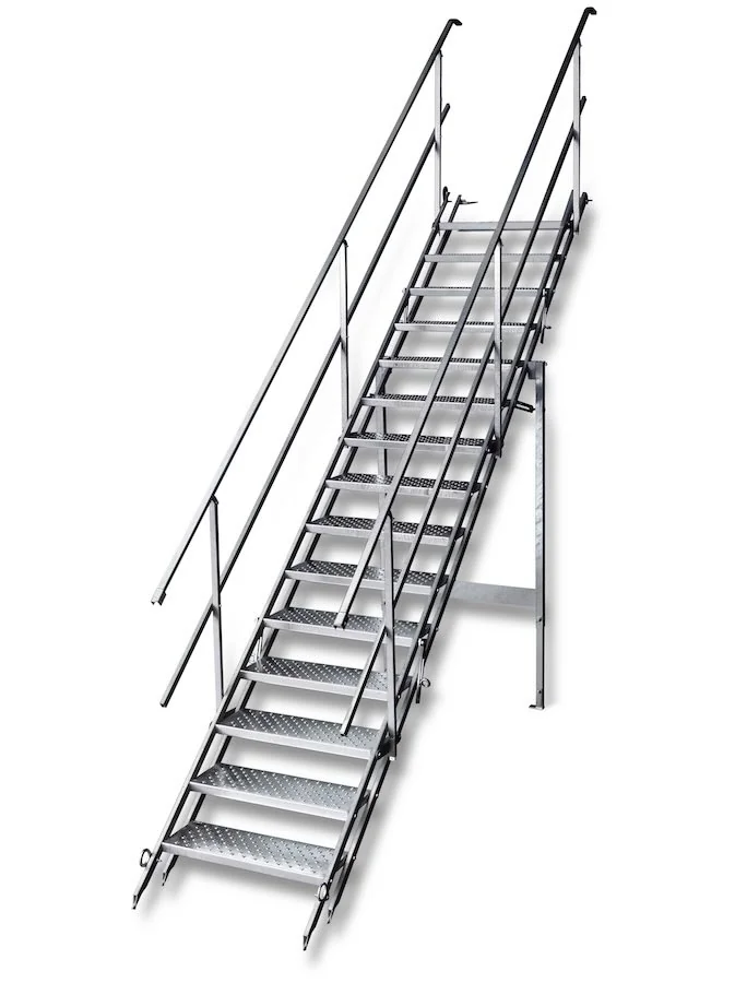 Bautreppe komplett m. Gel&auml;nder